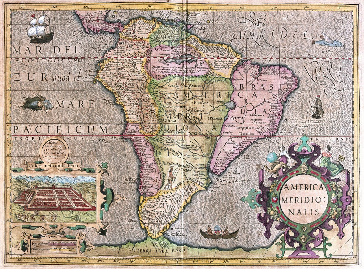 Sydamerika (gravyr av Gerardus Mercator