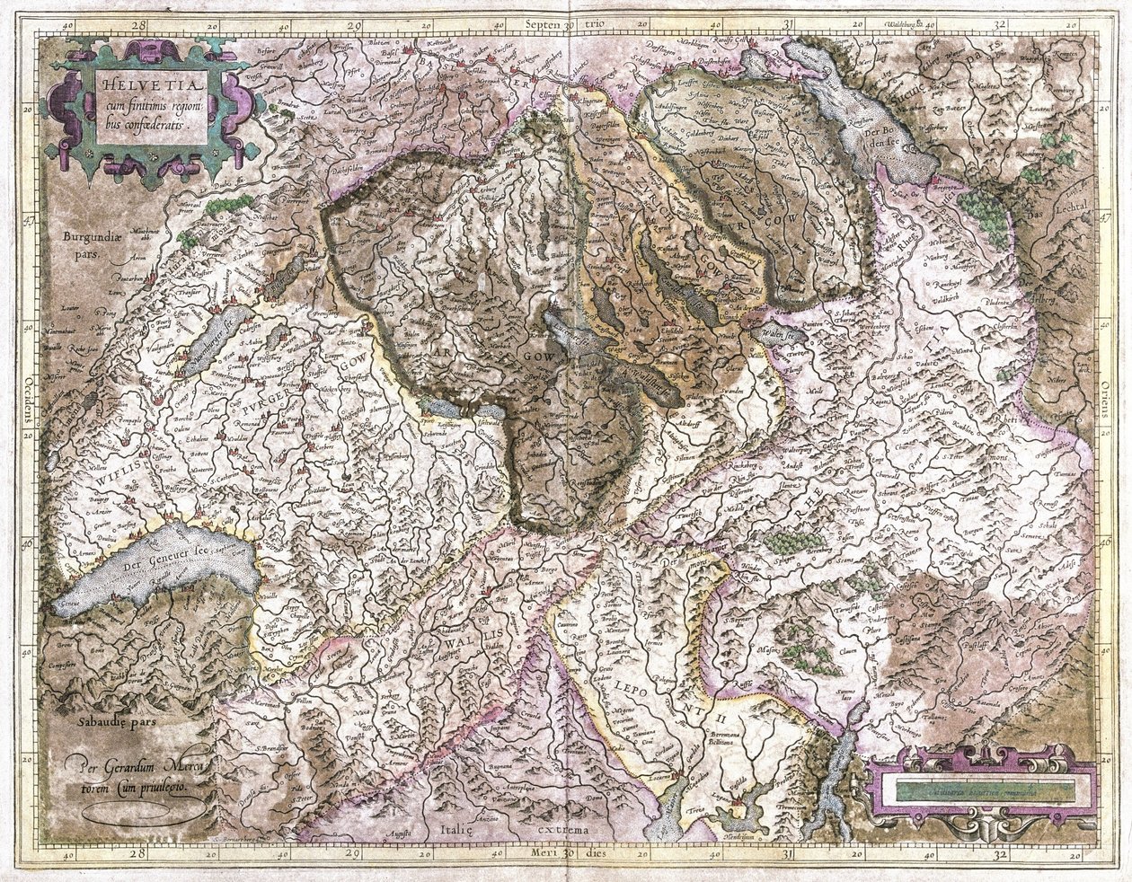 Schweiz (gravyr av Gerardus Mercator