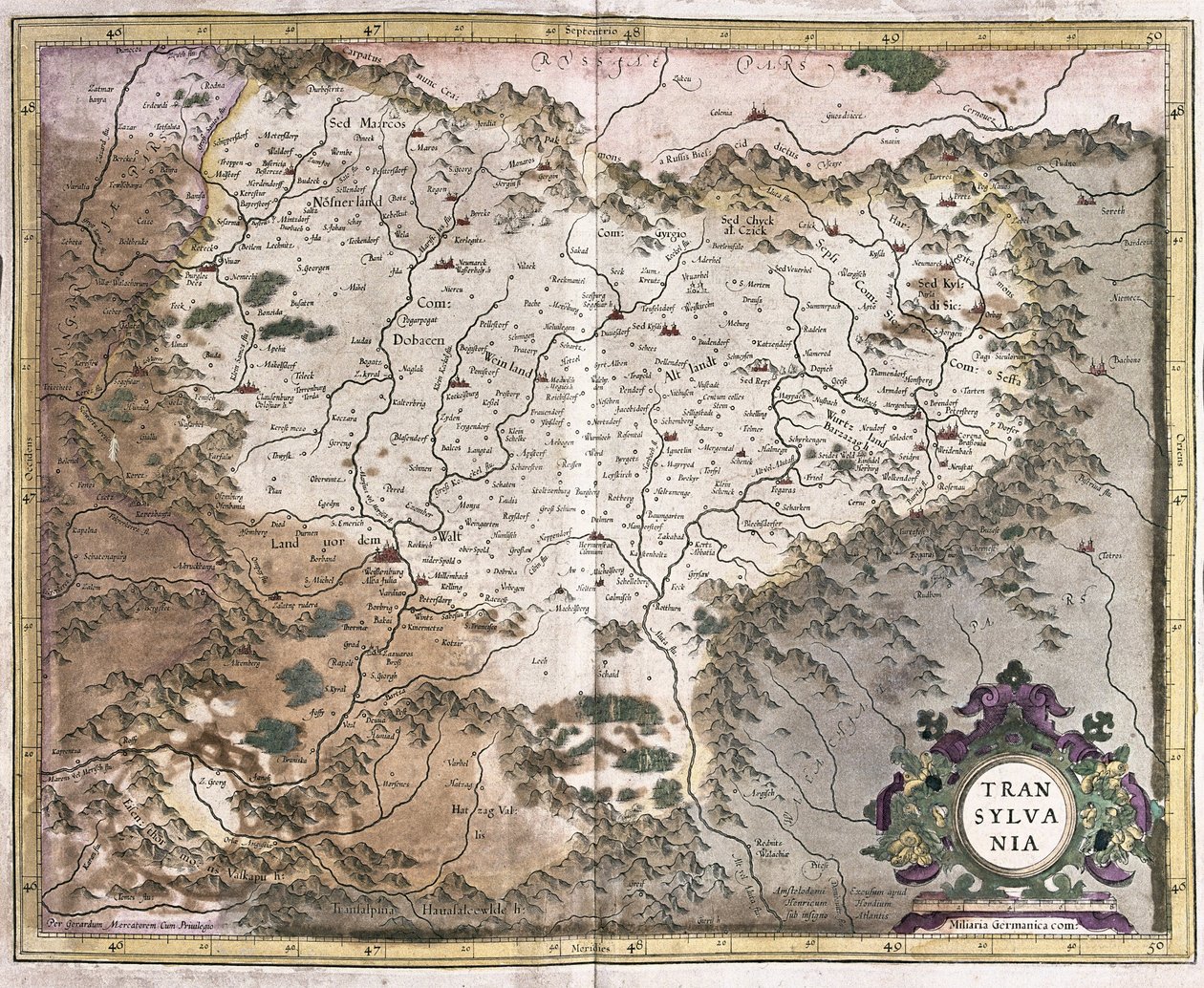 Transsylvanien, Rumänien (gravyr av Gerardus Mercator