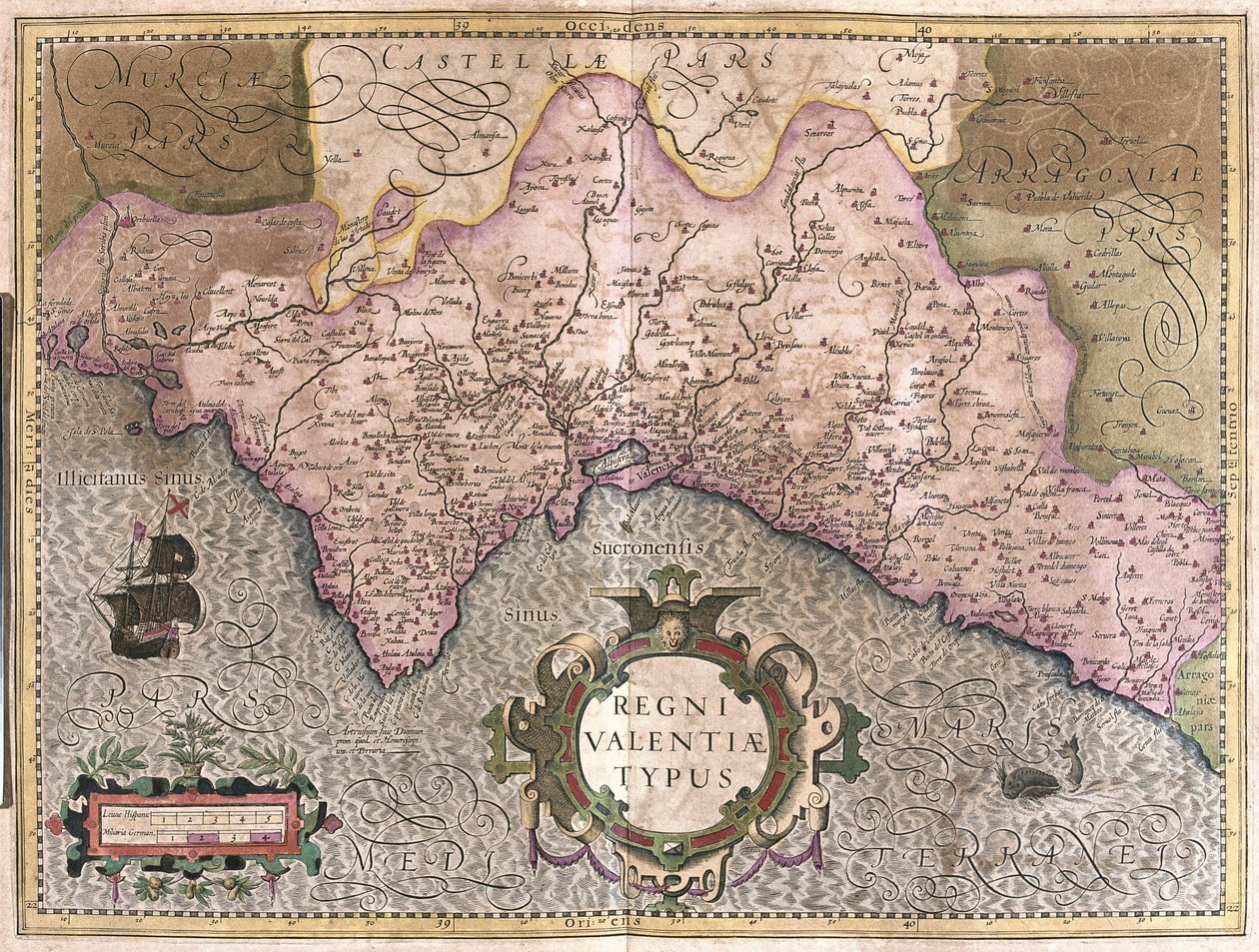 Valencia, Spanien (gravyr av Gerardus Mercator