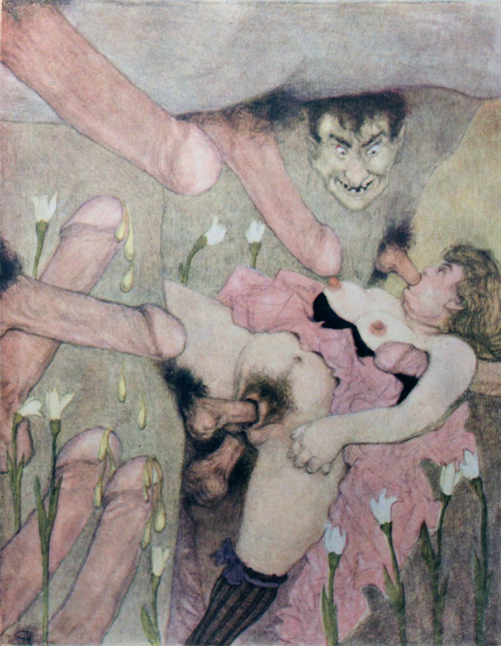 Serie von Aquarellen, die 1925 unter dem Titel The Delights of Eros in Erotopolis Paris erschienen av Gerda Marie Frederike Wegener