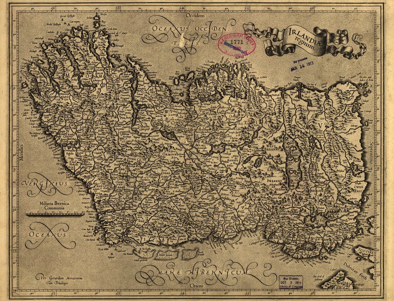 Irlandiae regnum. LOC 99446223 av Gerhard Mercator