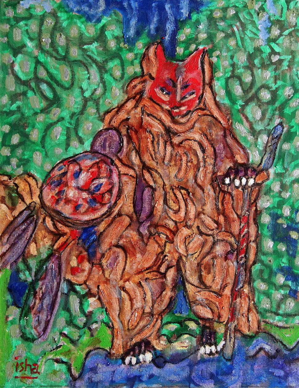Fox Shaman,2020 (olja på duk) av Gerhardt Isringhaus