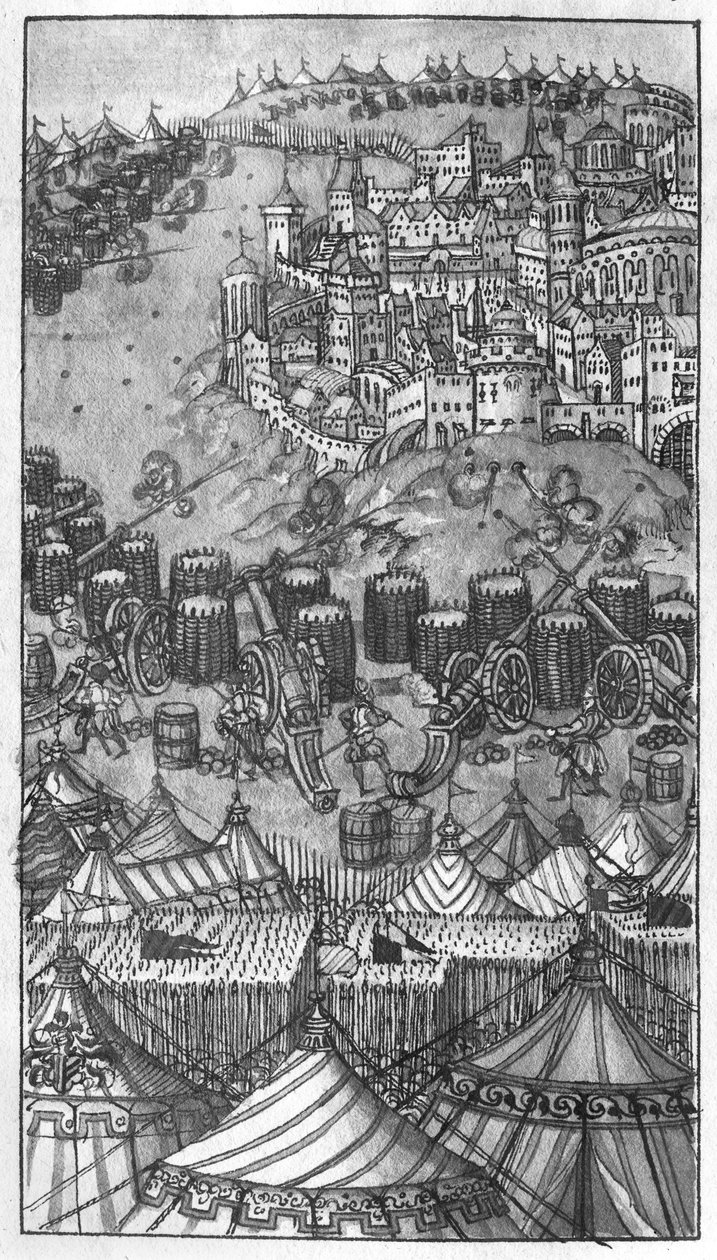 Attack på en befäst stad, illustration från 