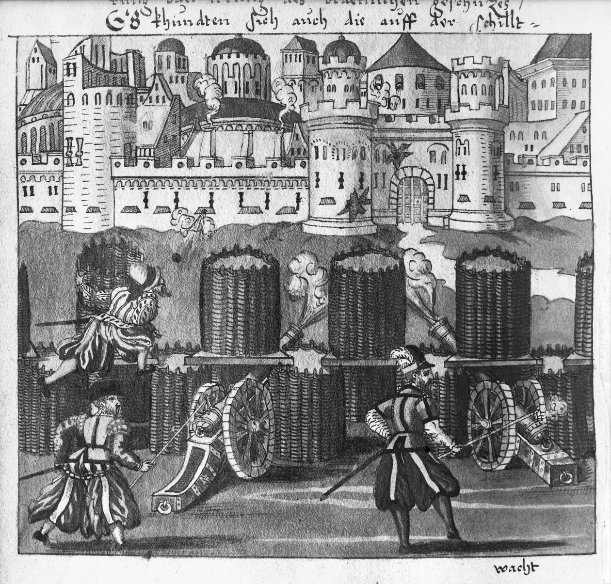 Attack på en befäst stad, illustration från 