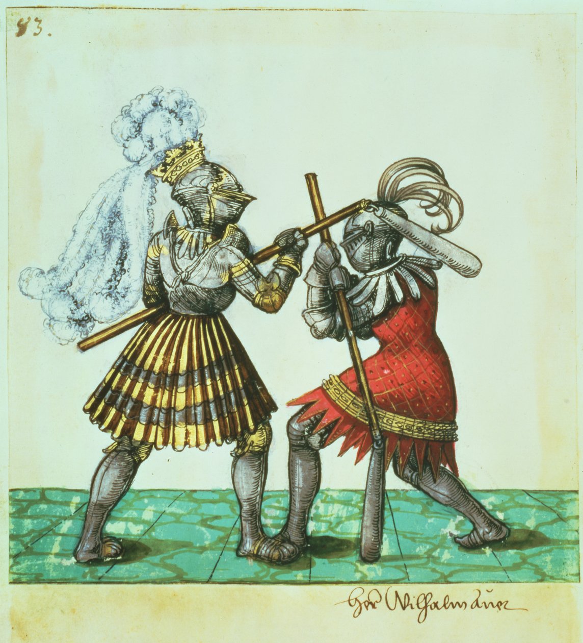 Fol.83 Kejsar Maximilian I av Tyskland (1459-1519) engagerad i man-till-man-strid, från 