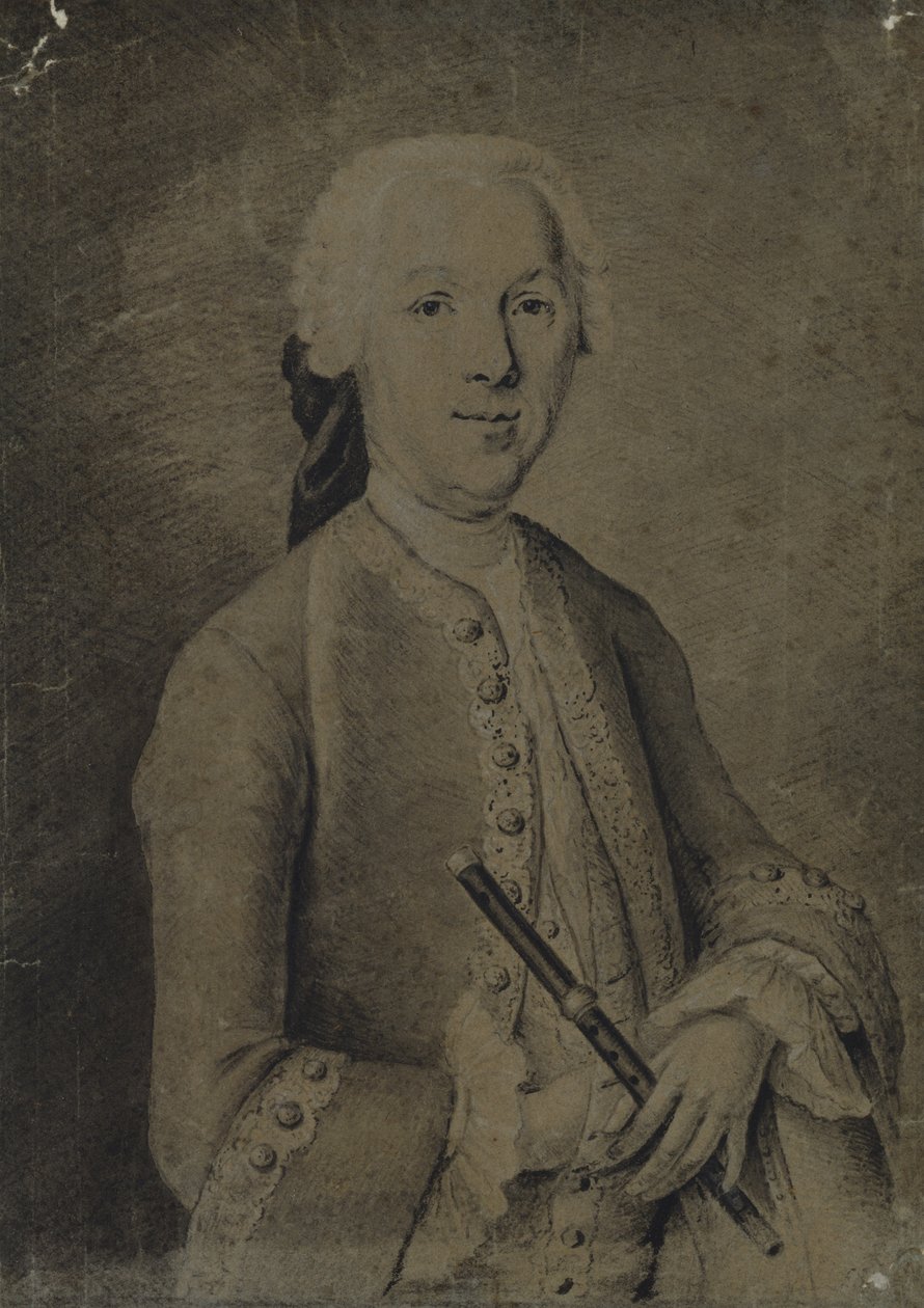 Johann Joachim Quantz (kol på papper) av German School