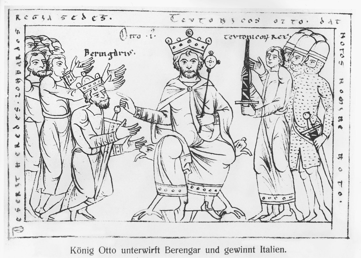 Otto I (912-73) Underkastar sig Berenger II (900-66) och Italiens triumf, från 