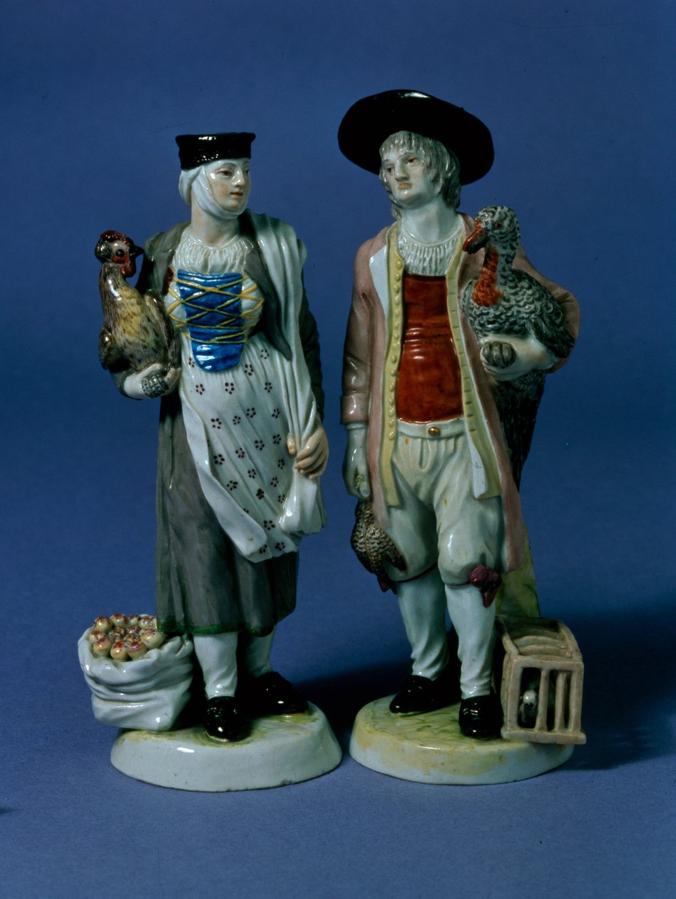 Ett par kalkonförsäljare, möjligen modellerade av Jean-Jacob Louis (1703-72), Ludwigsburg, ca 1765 (porslin) av German School