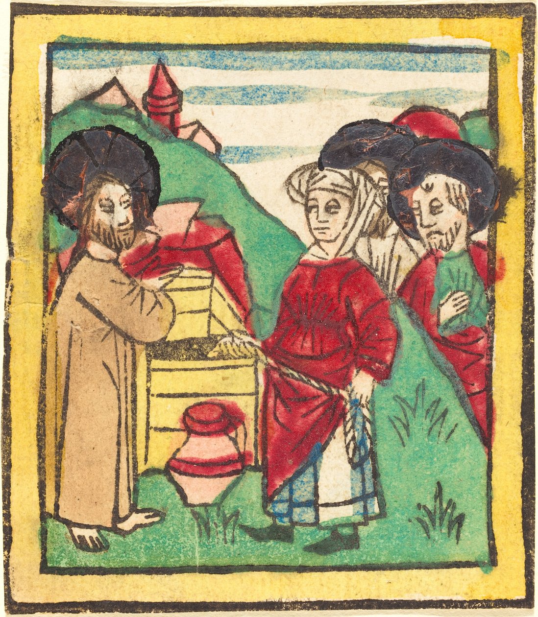 Kristus och Samariens kvinna av German 15th Century