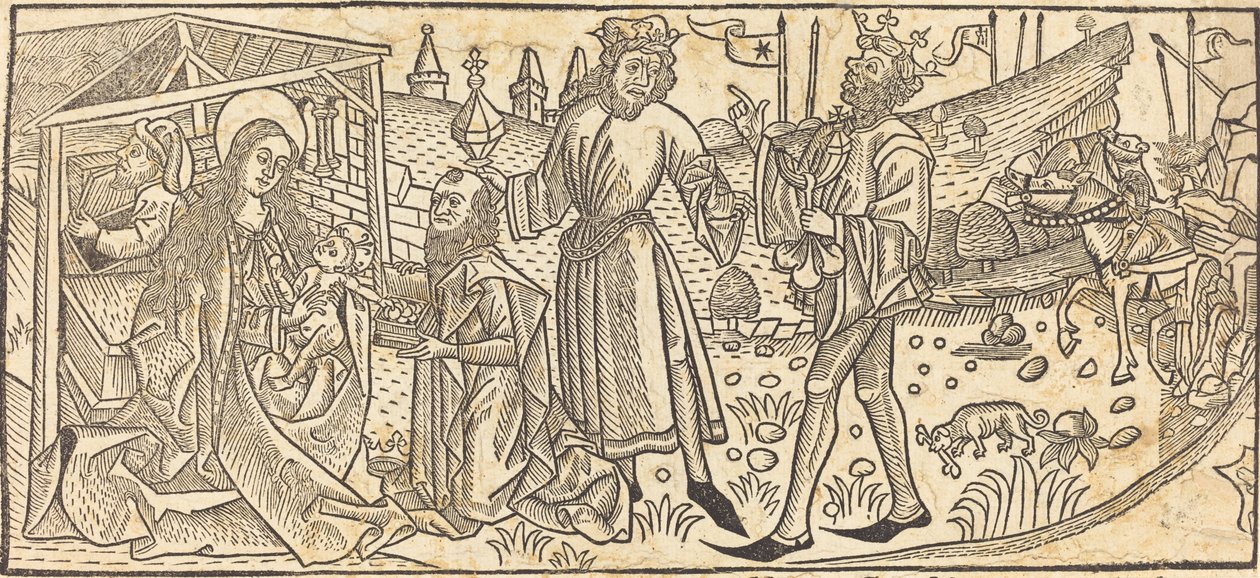 Tillbedjan av Magi av German 15th Century