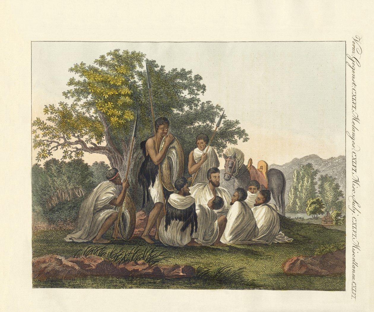 Abessinier vilar under sin resa (färgad gravyr) av German School
