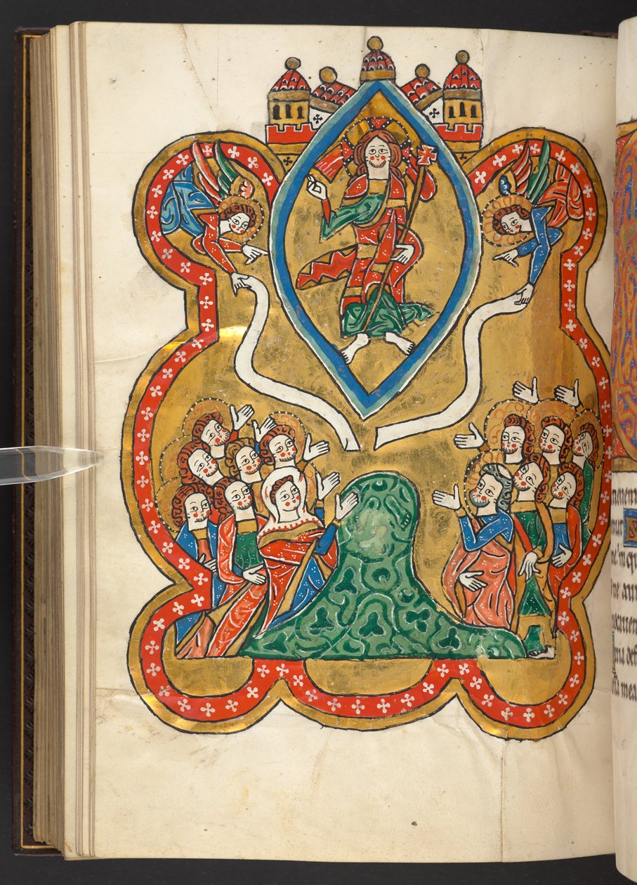 Lägg till. 60629, f.103v The Ascension (vellum) av German School