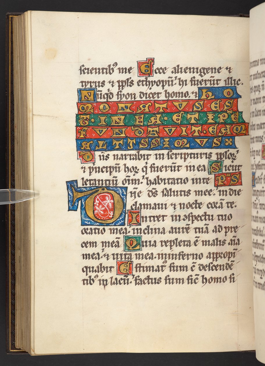 Lägg till. 60629, f.90v Initial och text (vellum) av German School