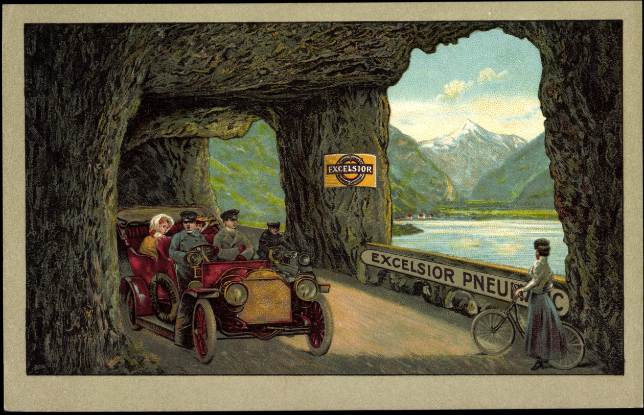 Fordon i tunnel, Excelsior Pneumatics (litografi) av German School