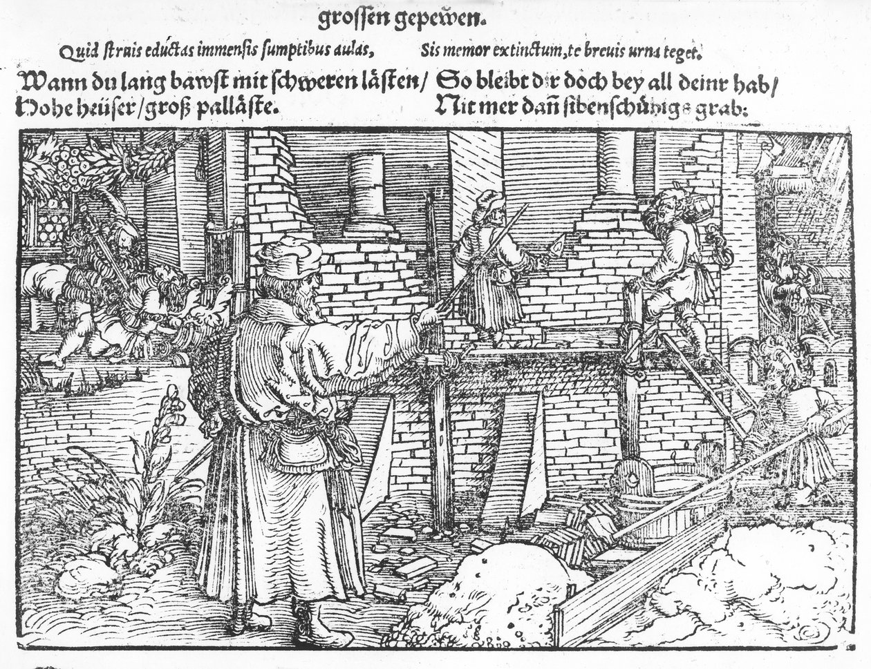 Byggnad, ca 1520 (träsnitt) av German School