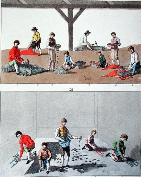 Barn som bollar, c.1810 (färglitografi) av German School