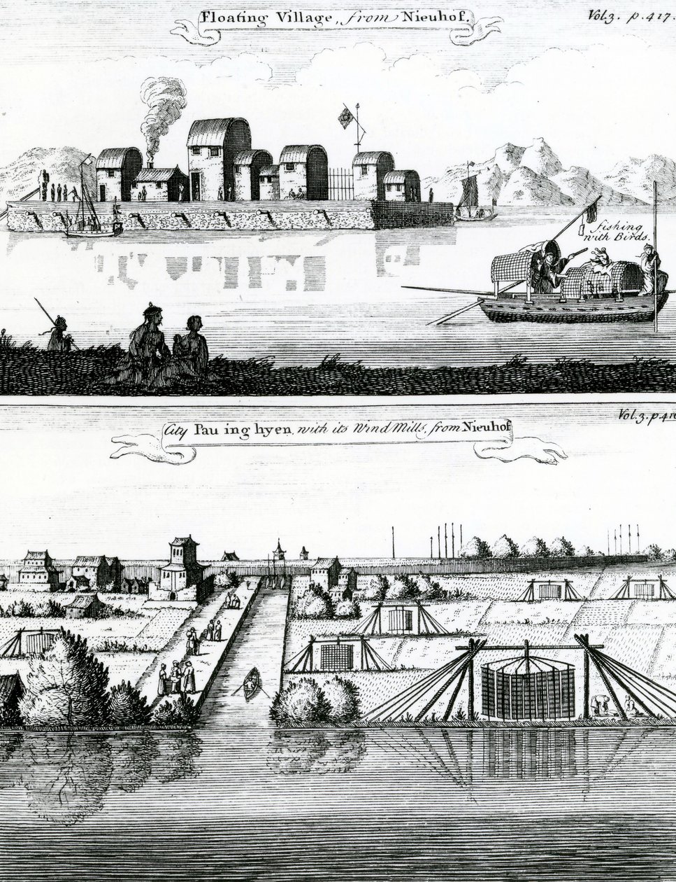 Kinesisk flytande by, 1600-talet av German School