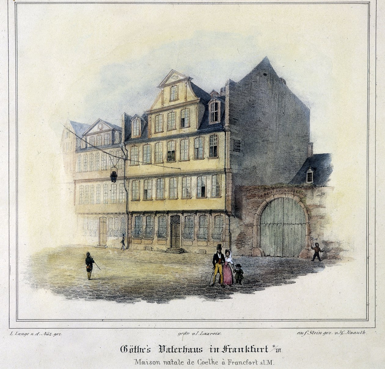 Goethes hus i Frankfurt (färg litho) av German School