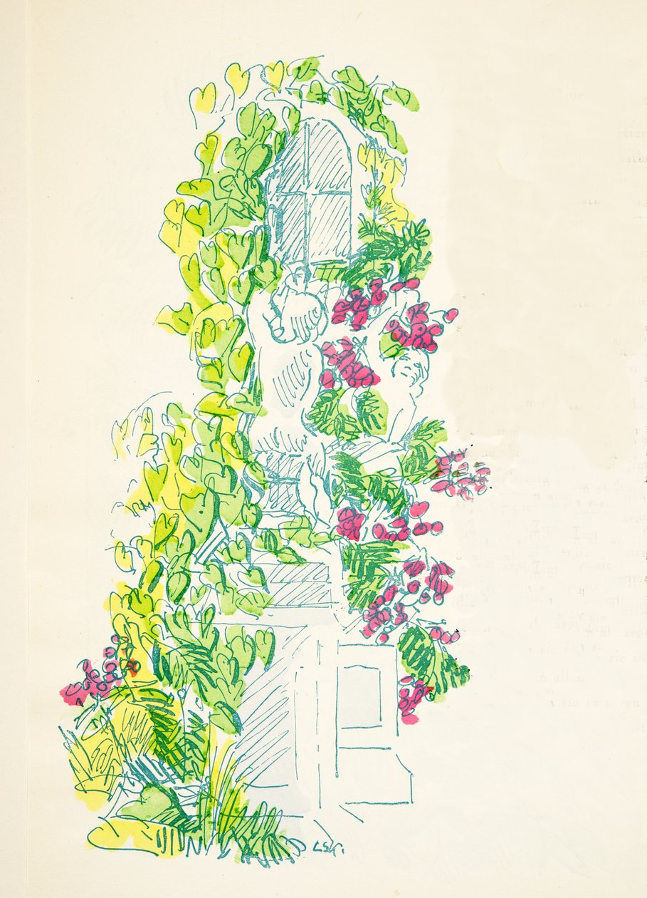 Illustration från Styl, pub.1922 (pochoirtryck) av German School