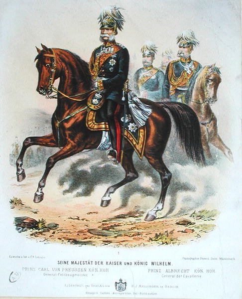 Kaiser Wilhelm I (1797-1888) till häst av German School