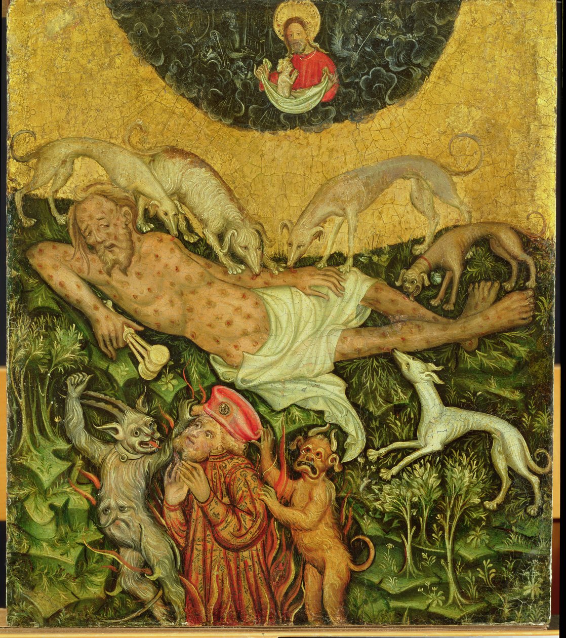Lazarus och den rike mannen, ca 1400 av German School