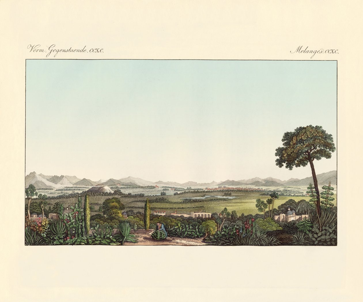 Mexiko (färgad gravyr) av German School