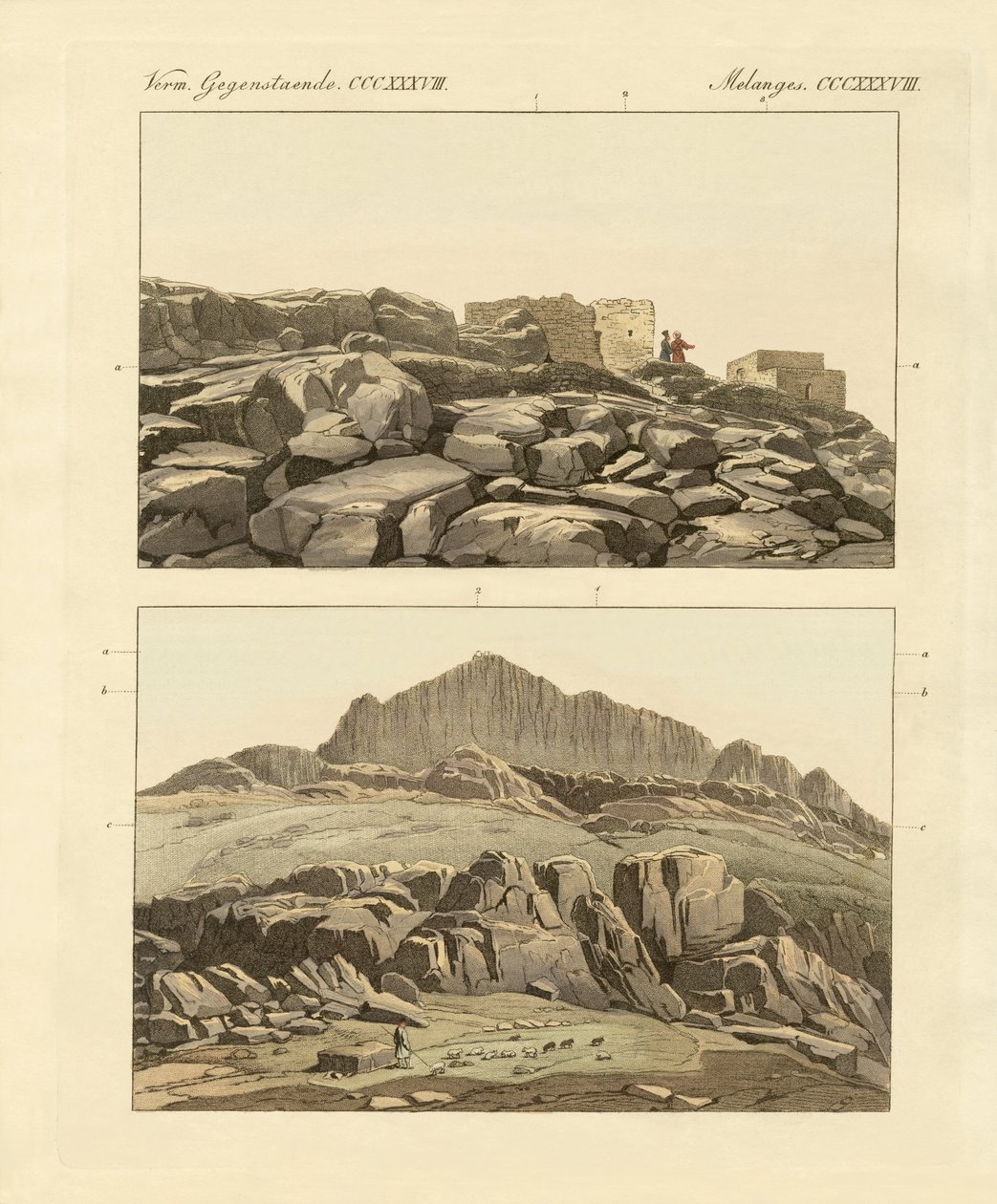 Mount Sinai (färgad gravyr) av German School