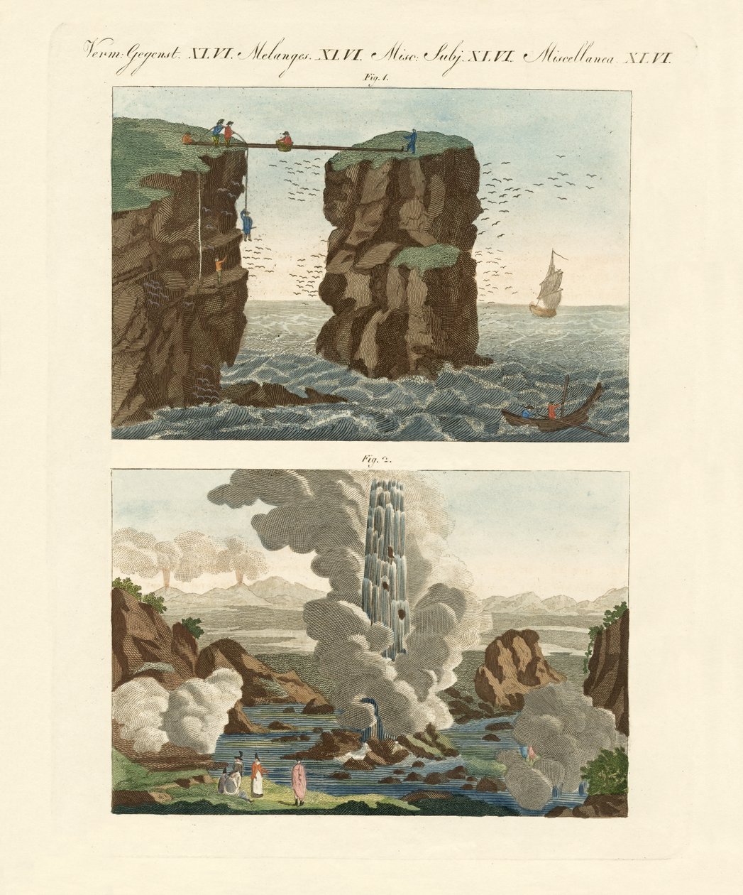 Nordiska kuriosa (färgad gravyr) av German School