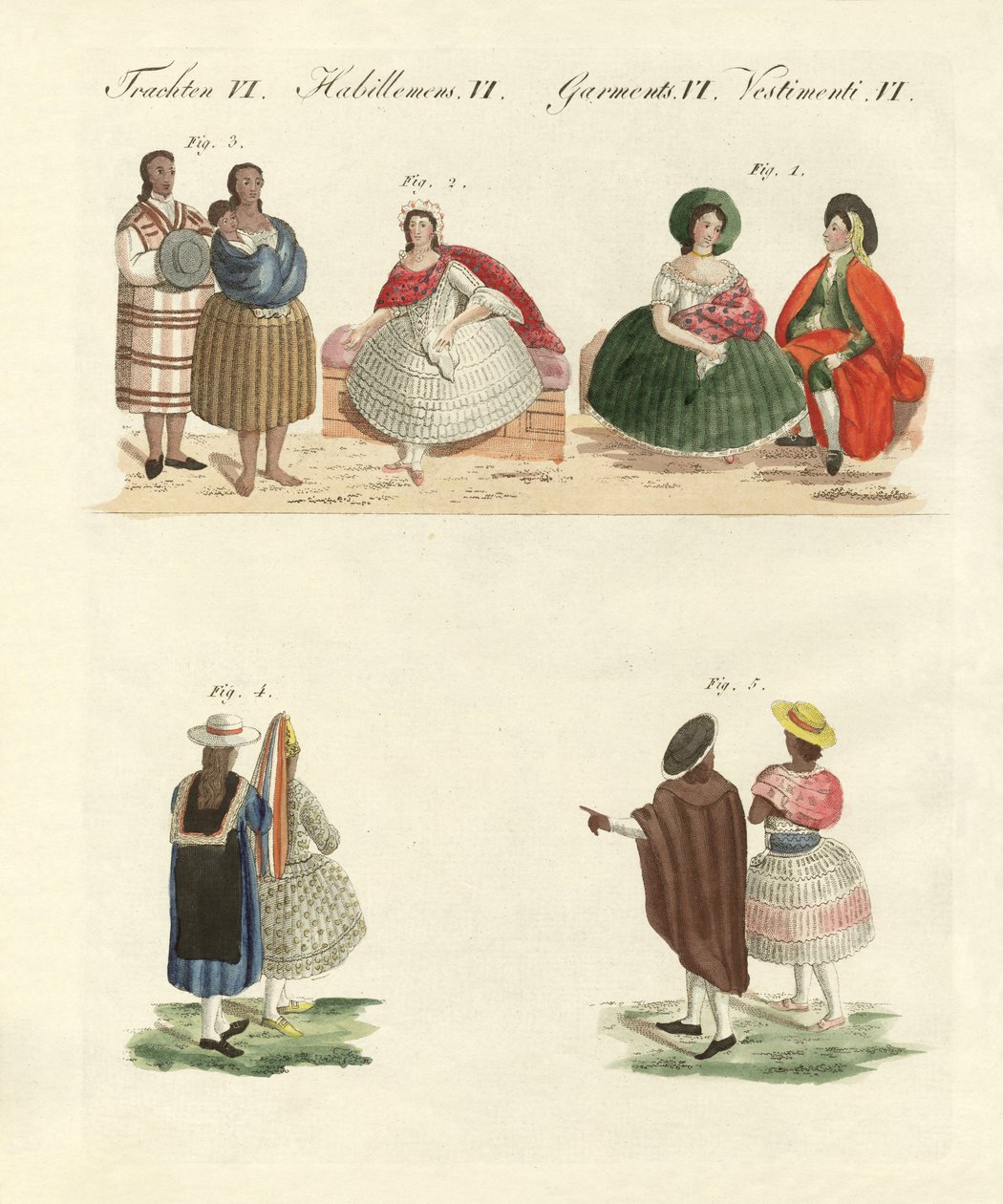 Peruanska klänningar (färgad gravyr) av German School