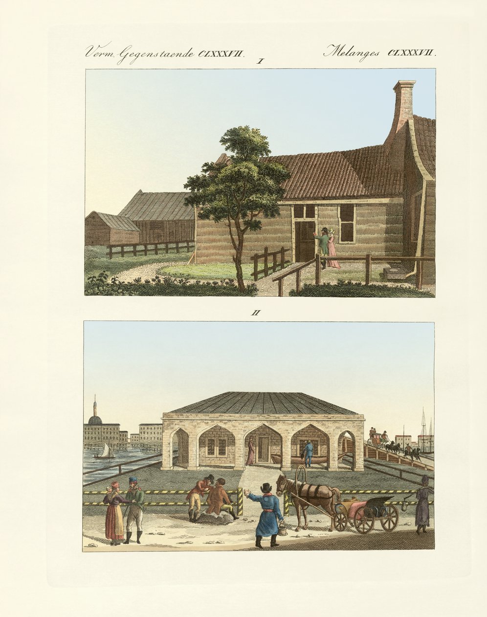 Peter den store som snickare (färgad gravyr) av German School