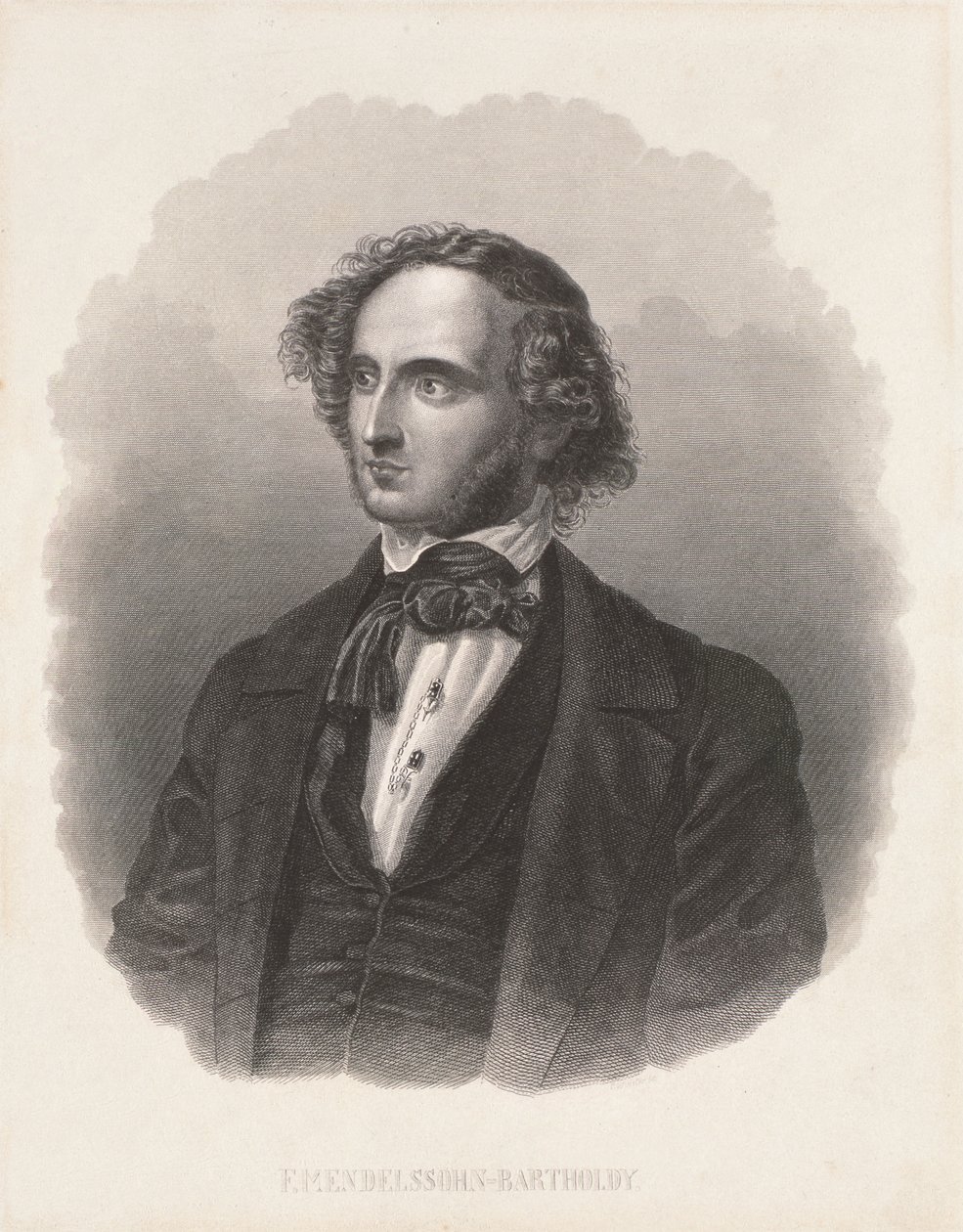 Porträtt av Felix Mendelssohn (1809-47) av German School