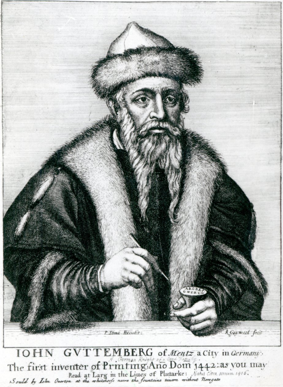 Porträtt av Johannes Gutenberg av German School
