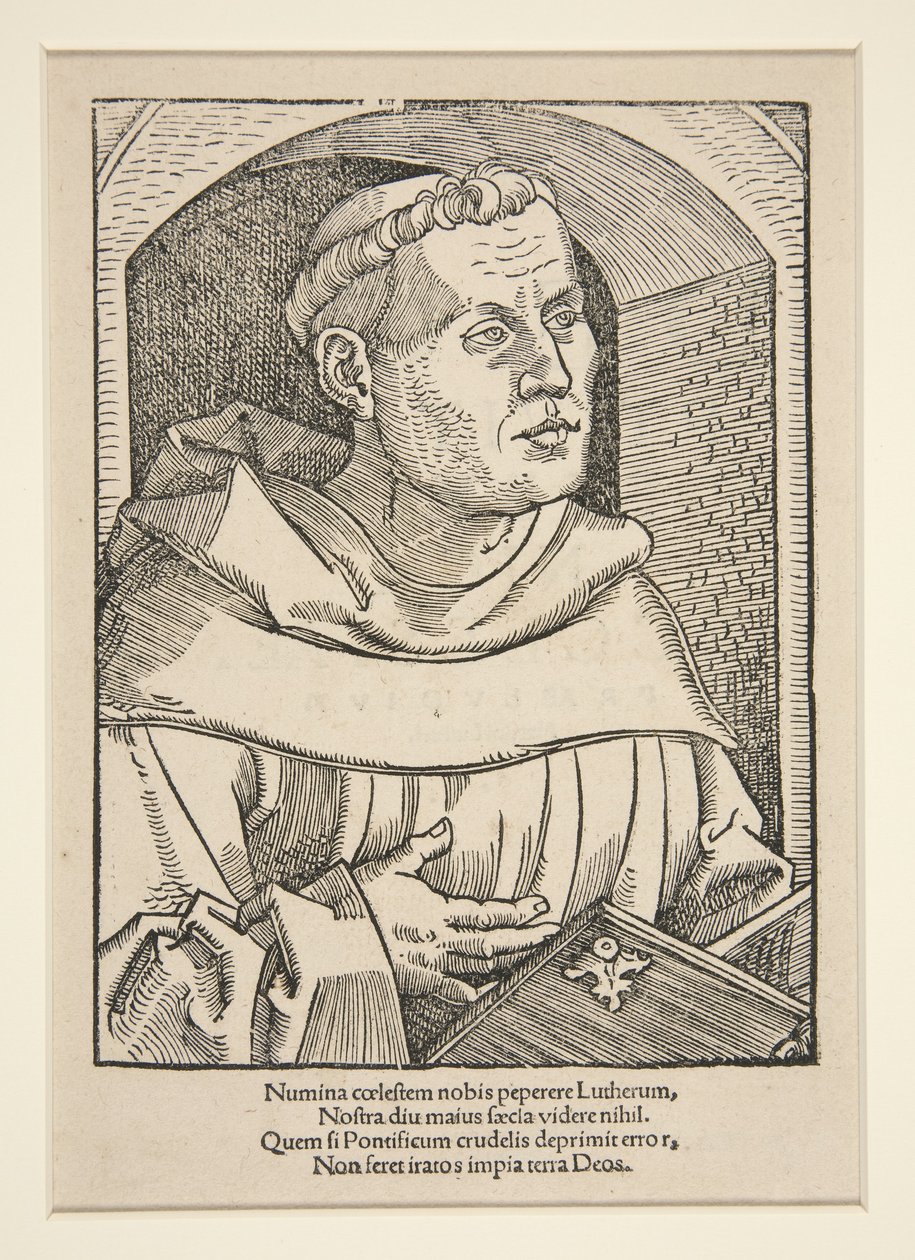Porträtt av Martin Luther (träsnitt) av German School
