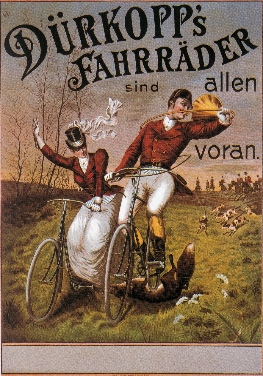 Affisch som annonserar "Durkopp"-cyklar av German School