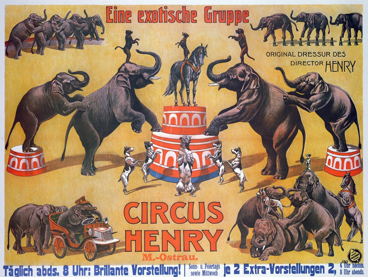 Affisch som annonserar "Circus Henry" av German School