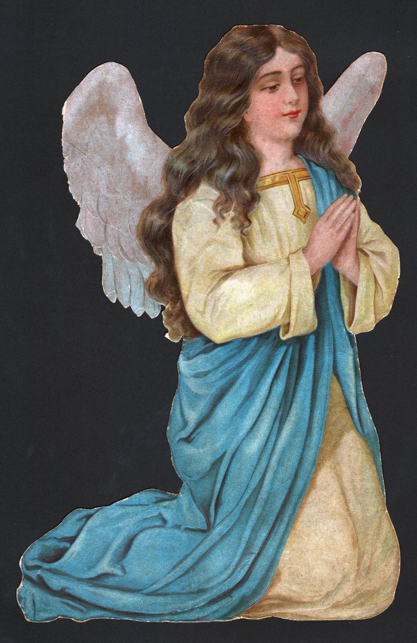 Bedande ängel. cirka 1900 (tryck) av German School