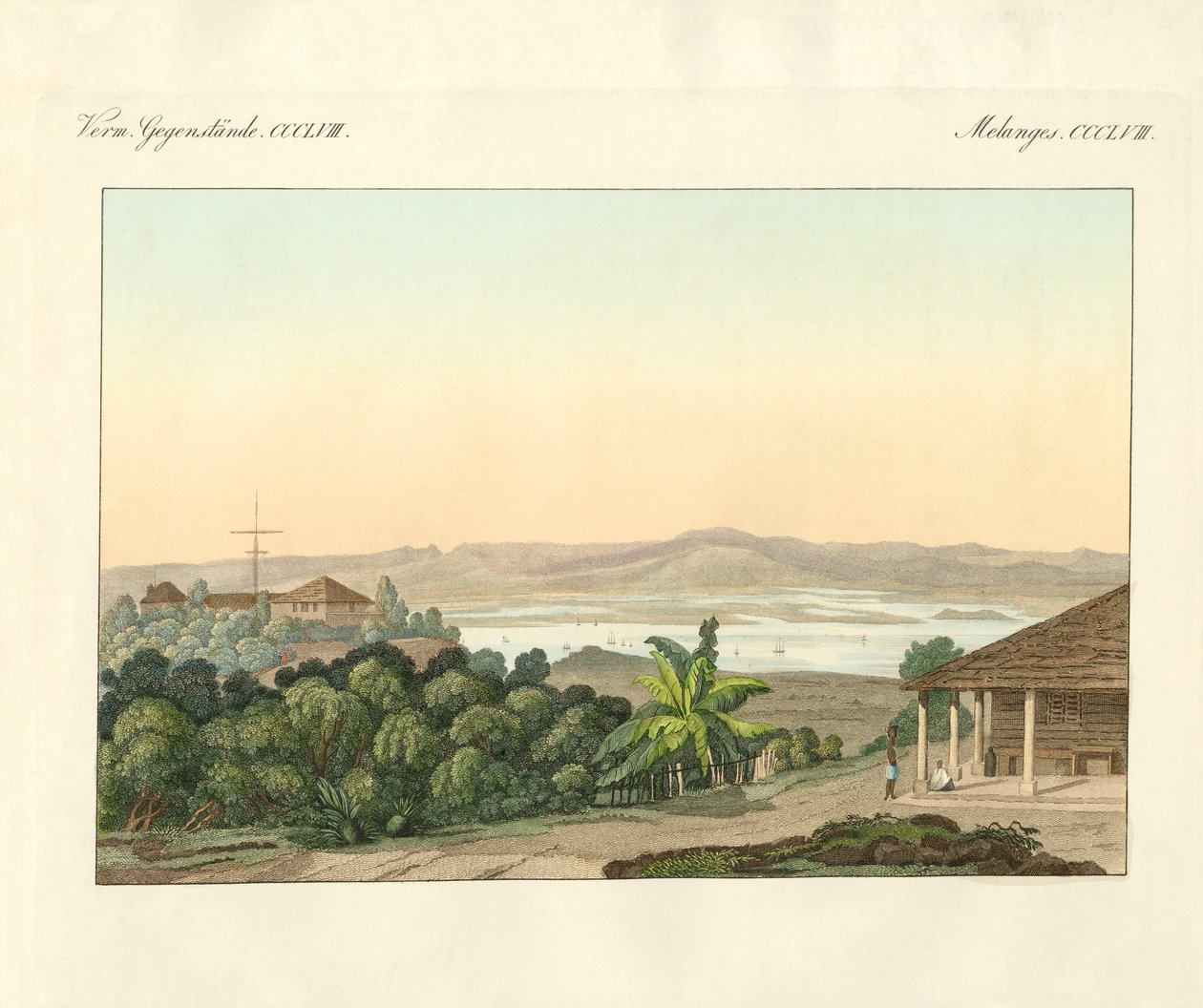 Pulu Penang (färgad gravyr) av German School
