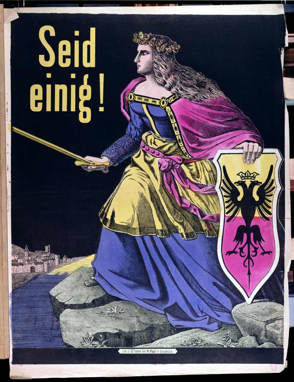Var förenade!, tysk patriotisk affisch, ca 1870 av German School
