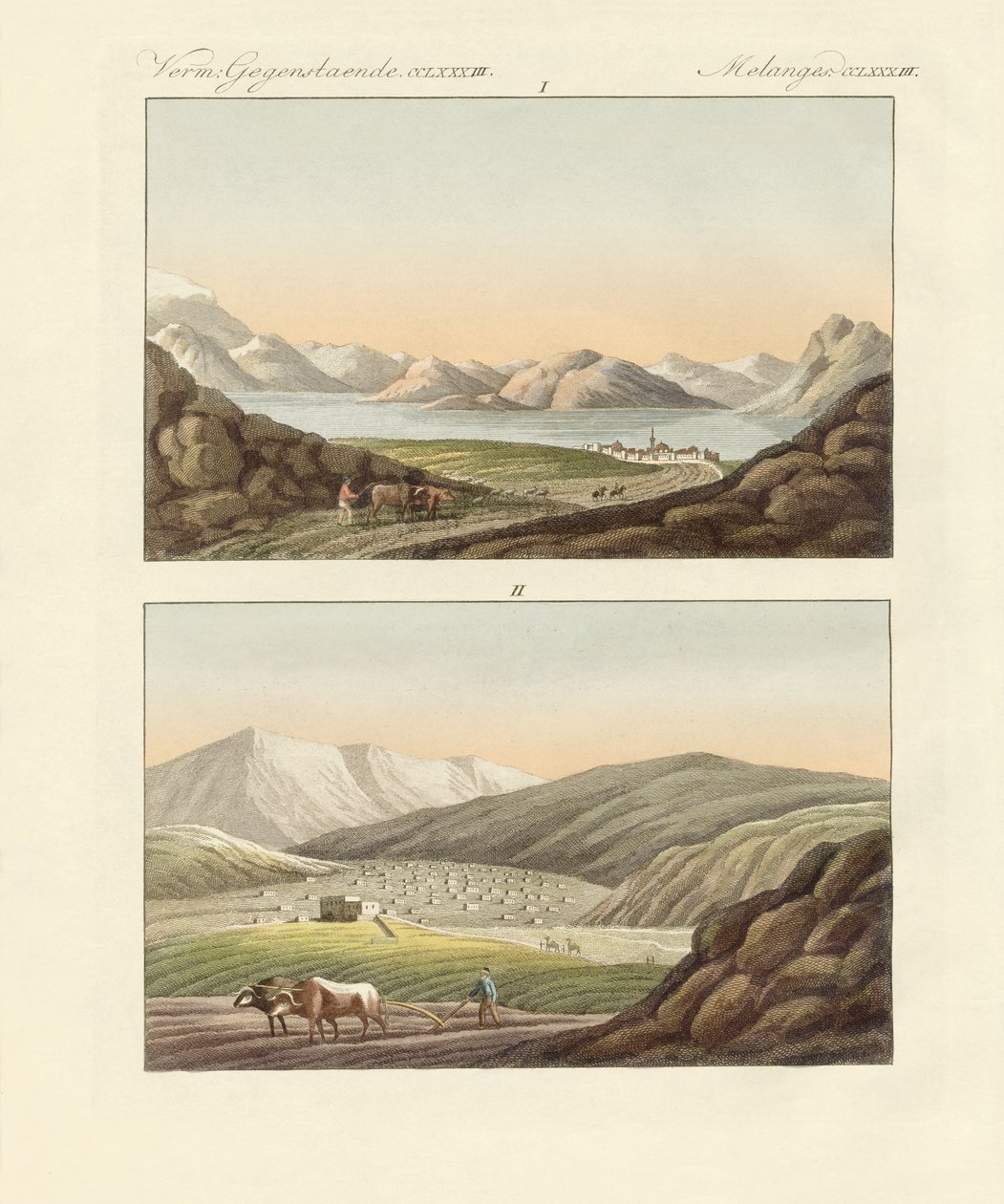 Genesarets sjö (färgad gravyr) av German School