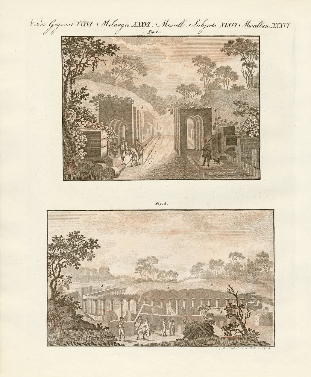 Den utgrävda staden Pompeji av German School