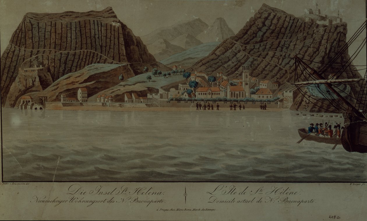 Ön St. Helena (gravyr) av German School