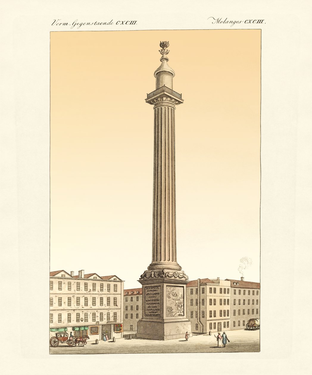 Monumentet i London (färgad gravyr) av German School
