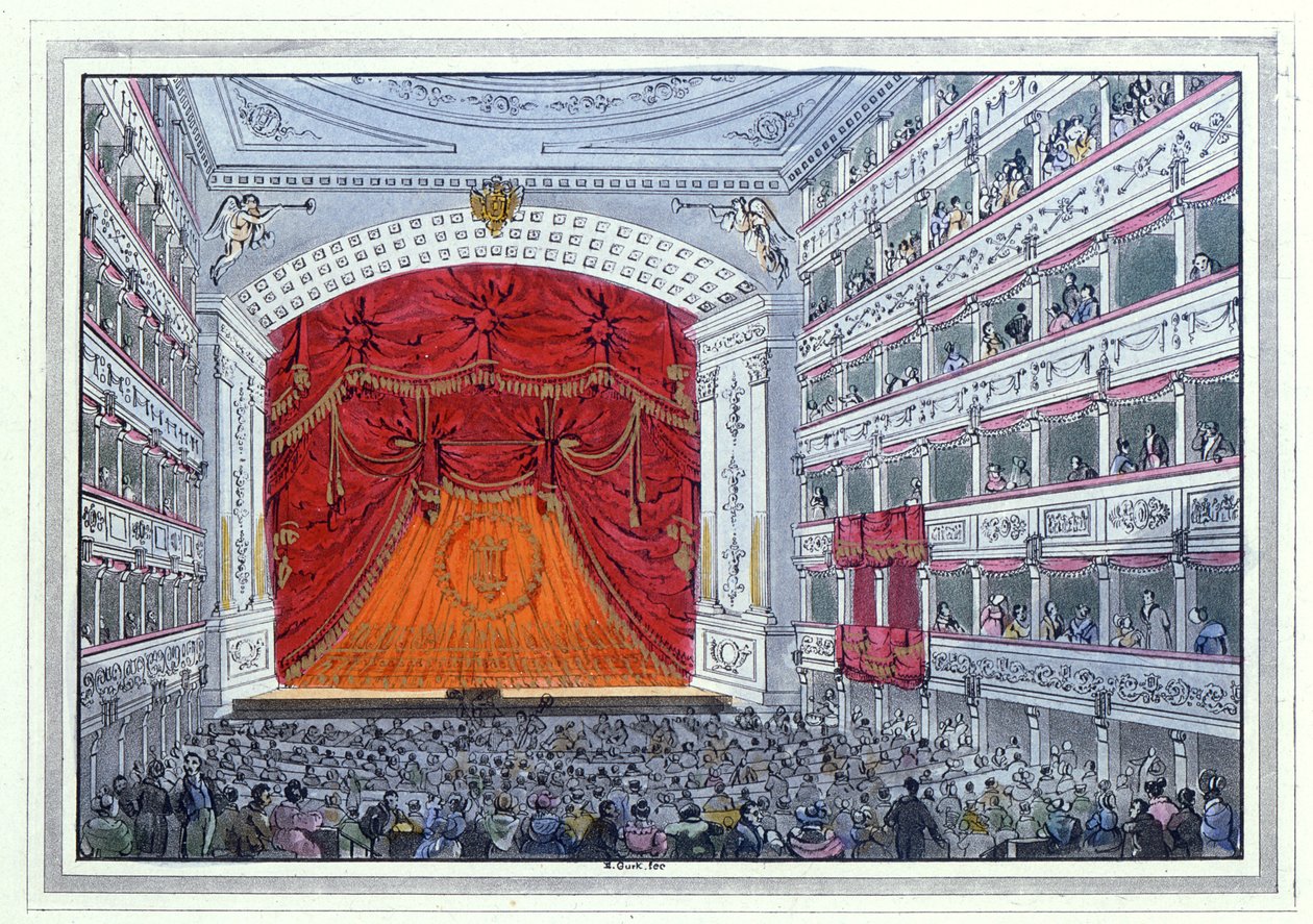 Theater am Karntnertor Wien (akvatint) av German School