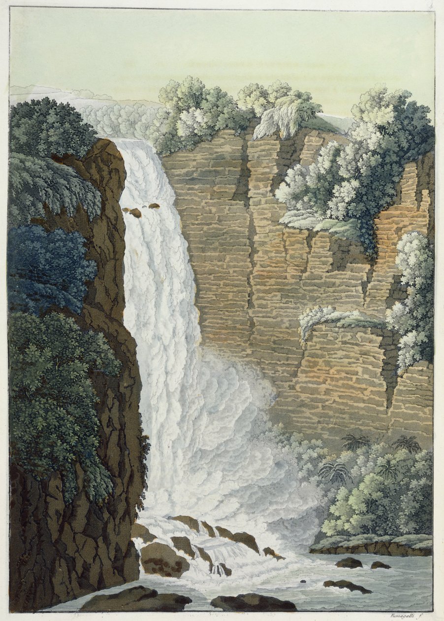 Tequendama vattenfall vid Bogotafloden, Colombia av Gerolamo Fumagalli