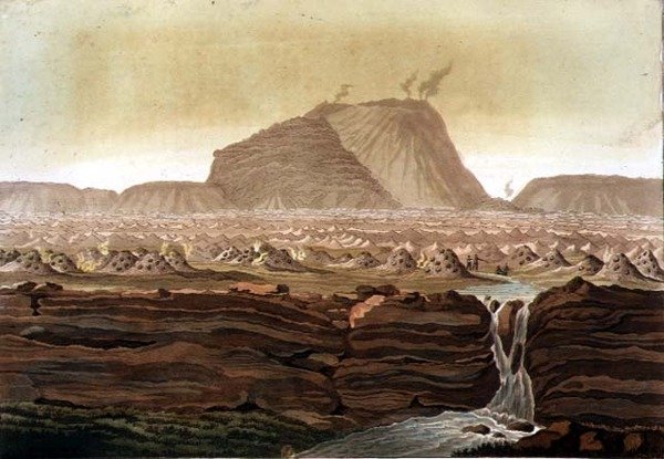 Jorullo Volcano, Mexiko (färg litho) av Gerolamo Fumagalli