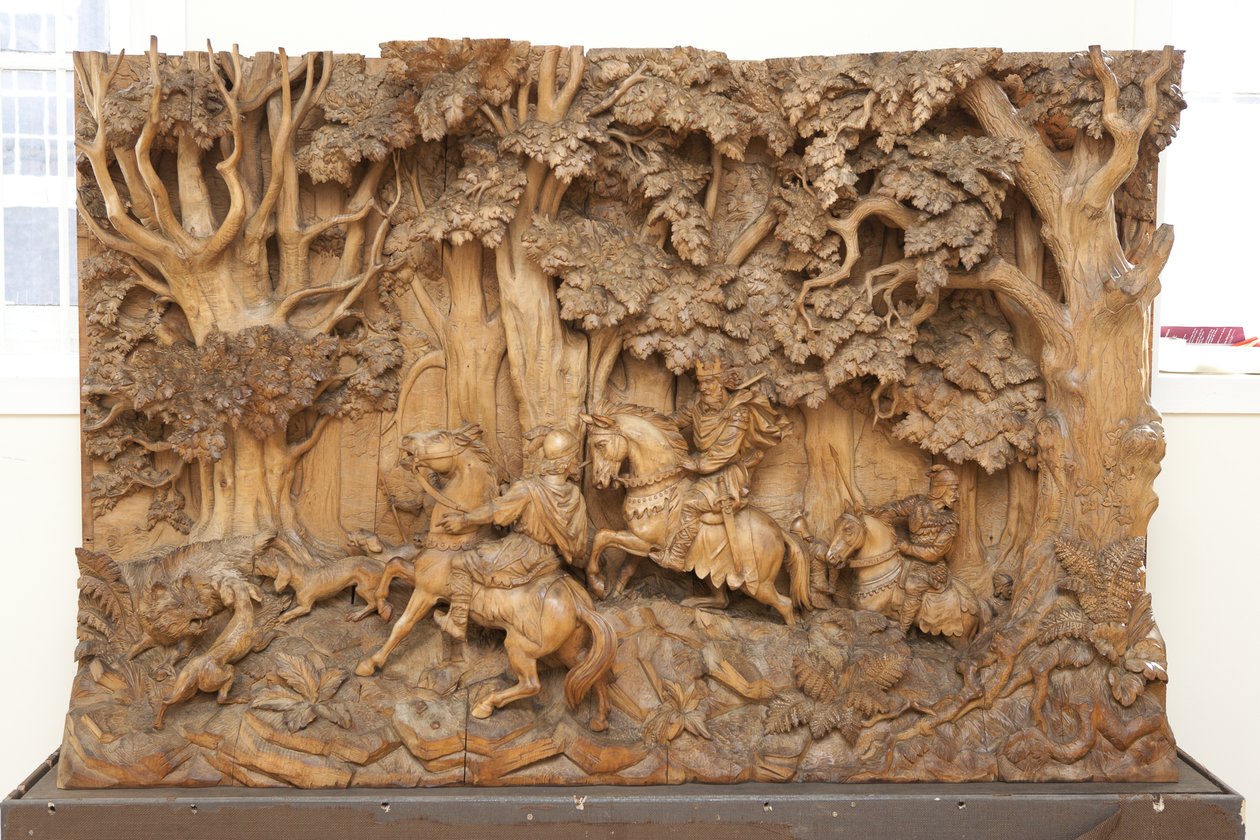 The Boar Hunt, ca 1879 (trä) av Gerrard Robinson