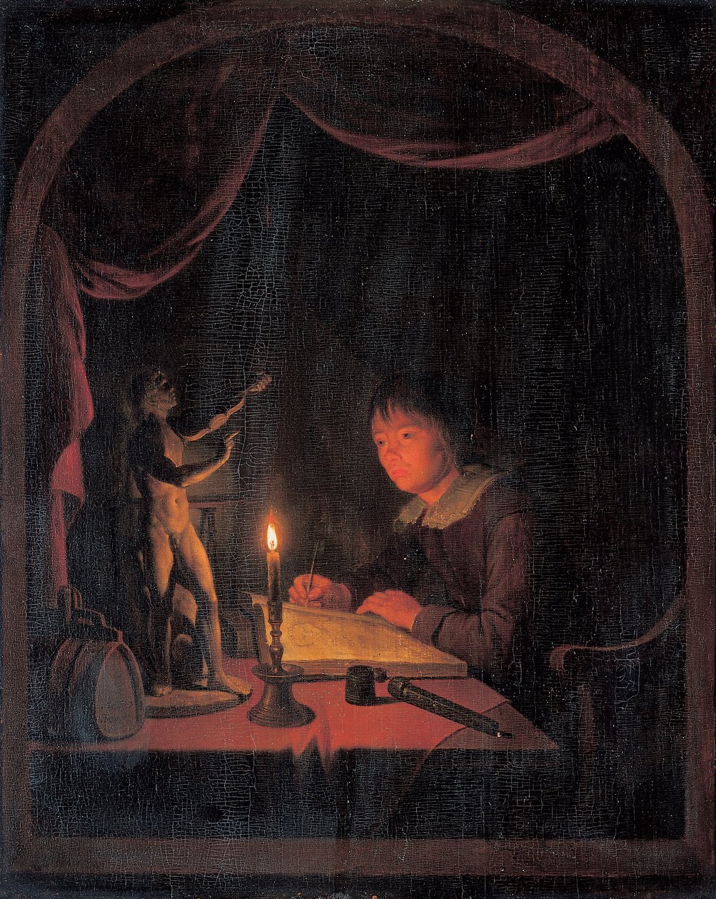 Ung konstnär skissar av Gerrit Dou