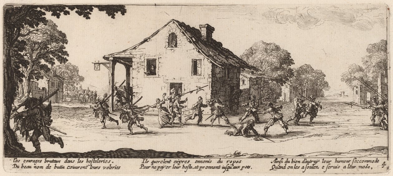 Scen för plundring av Gerrit van Schagen after Jacques Callot