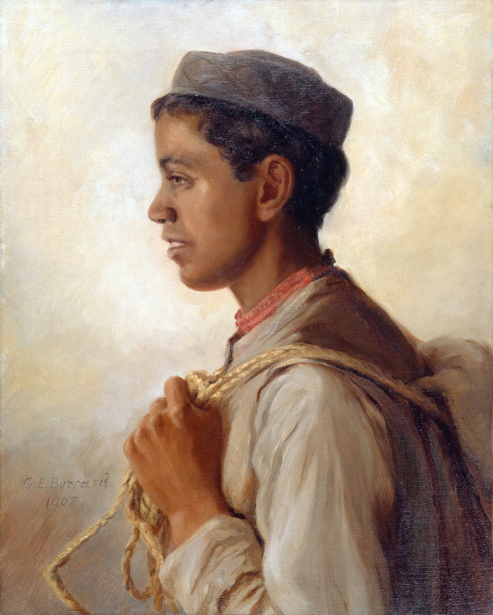 "A Native of Garwhal", i attityden att gå framåt, 1908 av Gertrude Ellen Burrard
